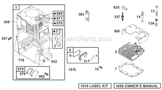 Page A Diagram and Parts List for 19A400  Briggs and Stratton Engine